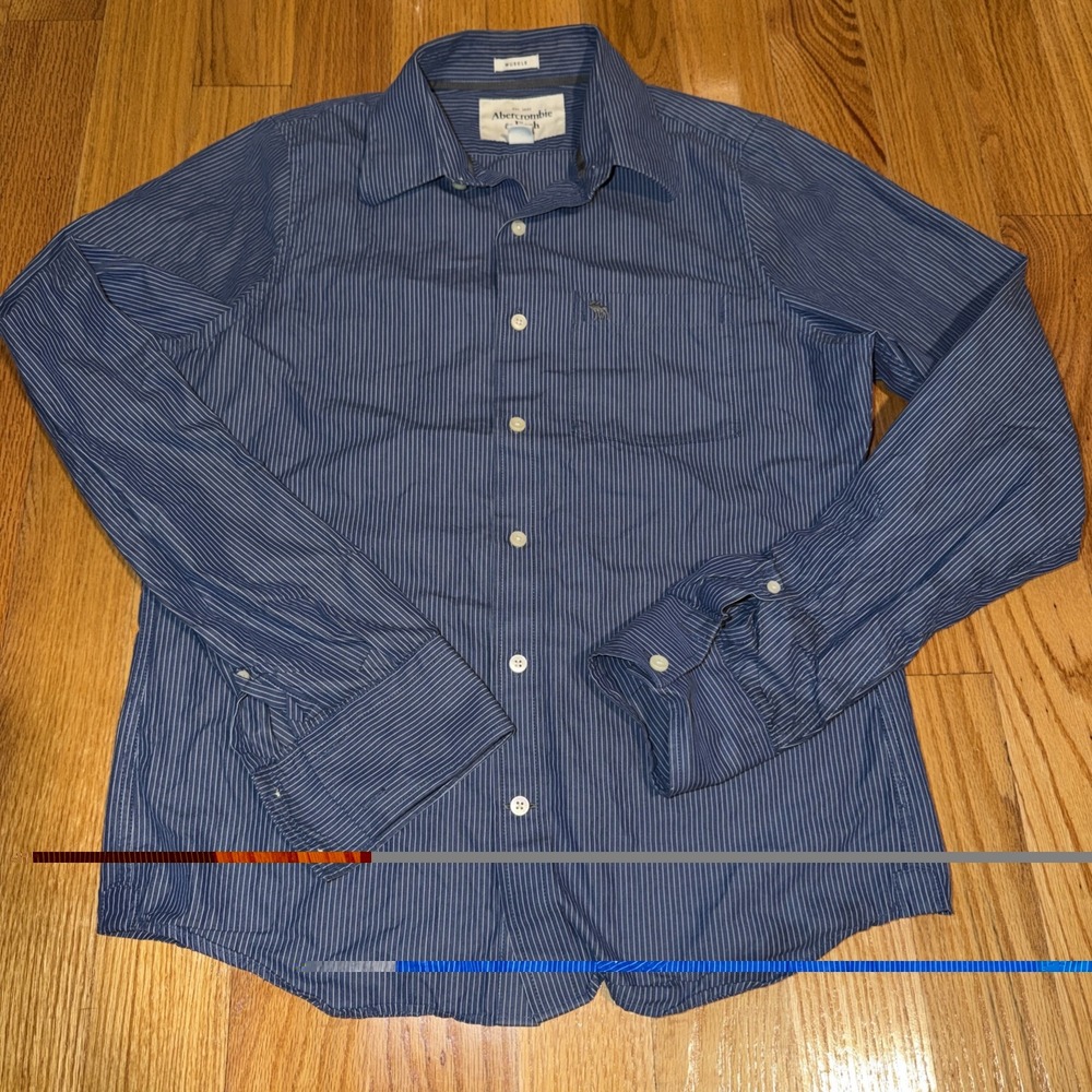 Abercrombie And Fitch L Men's Muscle Collar Dress Shirt Button Up Long Sleeve